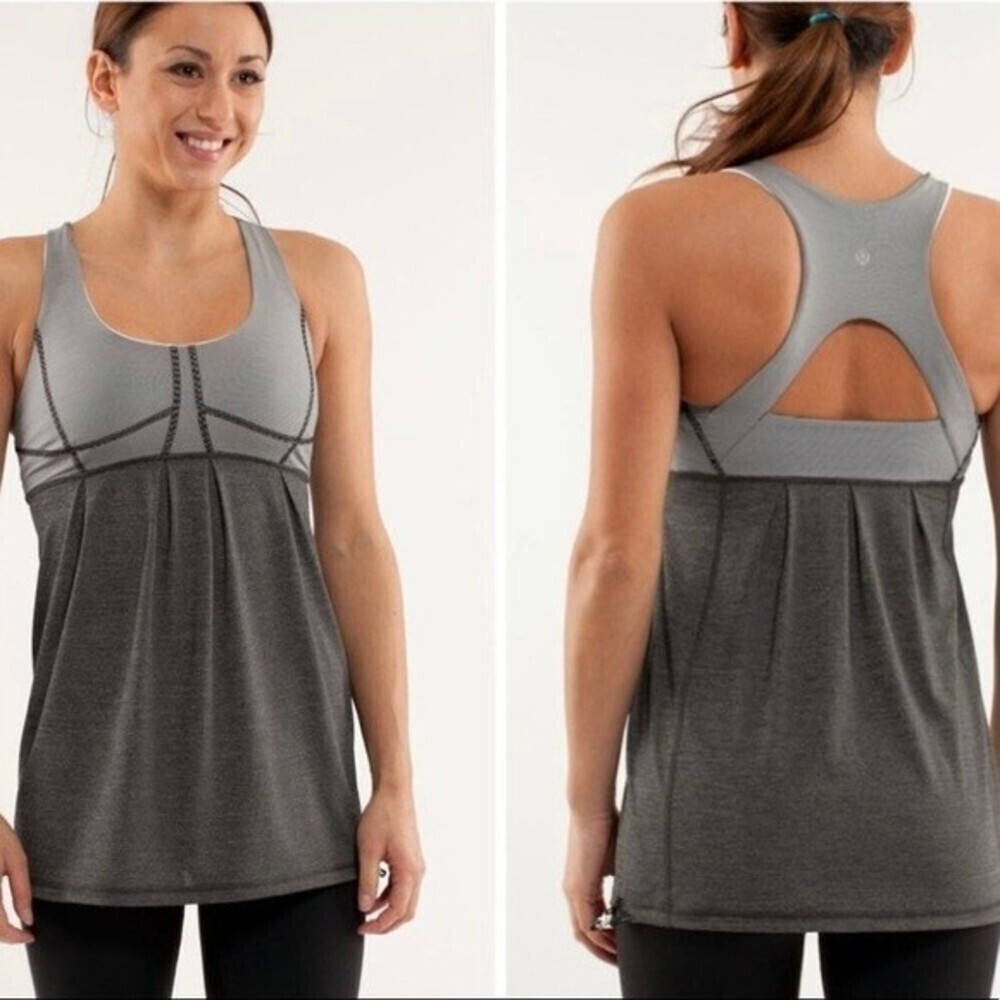 Lululemon Athletica Run Your Heart Out Tank Black White Gray Size 6